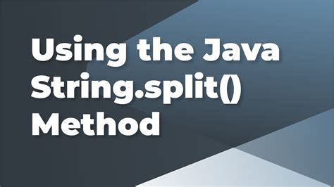 Using The Java String Split Method