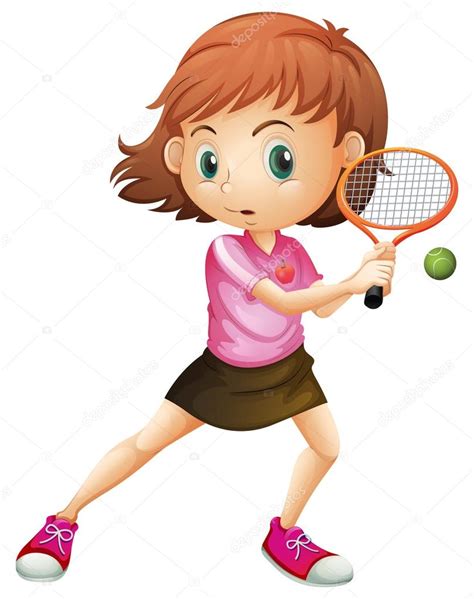 Una niña jugando al tenis Vector de stock 47951755 Depositphotos