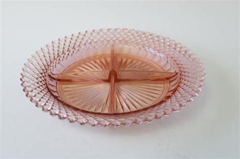 Miss America Vintage Depression Glass Blush Pink Divided Bowl Relish Or Candy Dish