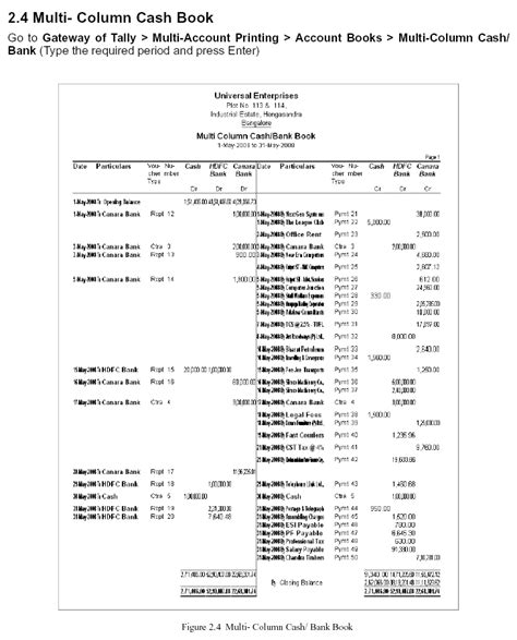 Multi Column Cash Book Report Tally ERP 9 TallyERP9Book