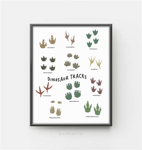 Dinosaur Tracks Print, Printable Digital Wall Art, Dinosaur Footprints ...