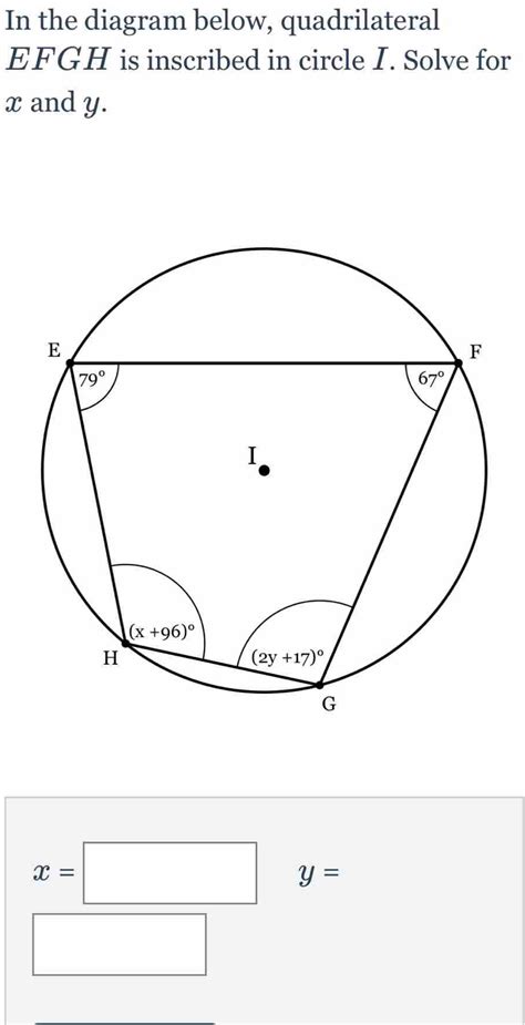 In The Diagram Below Quadrilateral EFGH Is Inscribed In Circle I