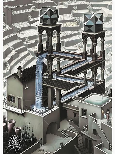 MC Escher - Waterfall | MC Escher Infinity Waterfall Canvas Designed ...