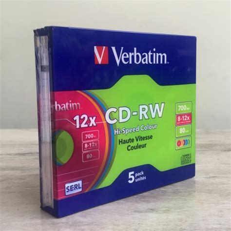 Jual CD RW Verbatim Single Pack 5 Pcs 12X 700 MB Slim Case Jakarta