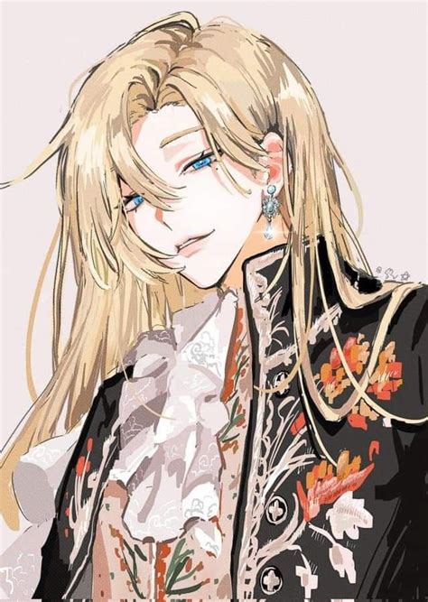 An Anime Character With Long Blonde Hair Wearing A Black Jacket And Flowered Shirt Standing In