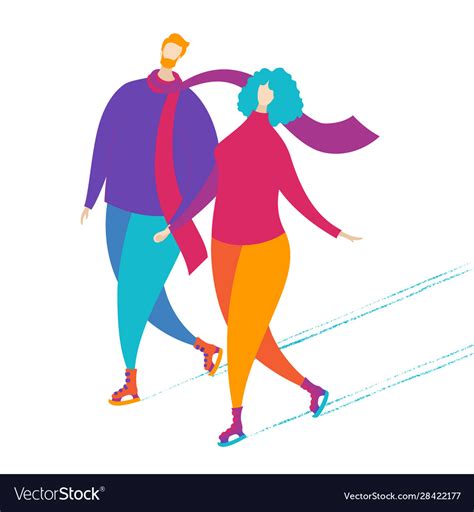 Couple ice skating Royalty Free Vector Image - VectorStock