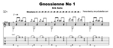 Fingerstyle Instrumental - Gnossienne No 1 | Guitar Lesson & Tab | JGB