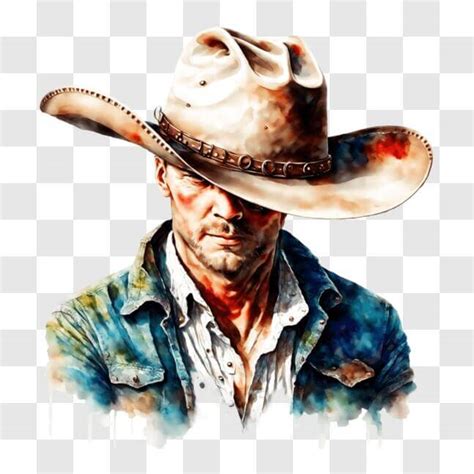 Download Cowboy Portrait with Red Face Paint PNG Online - Creative Fabrica