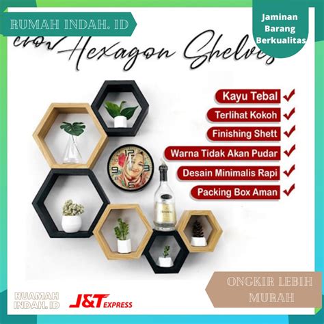 Jual Rak Dinding Hexagonal Segi Enam Set Pcs Hiasan Dinding