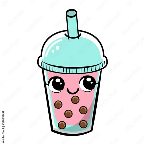 Cute Bubble Tea Character In Cartoon Style Vector Illustration Stock