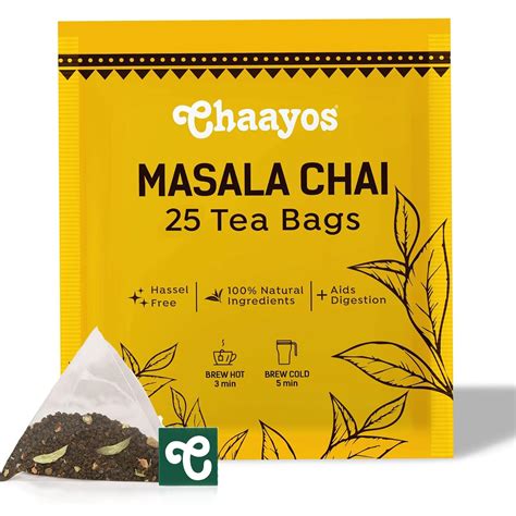 Chaayos Masala Chai Tea Bags Premium Assam Tea With 100 Natural Ingredients Spices 25 Tea