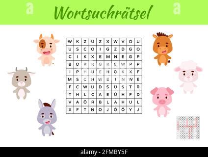 Wortsuchr Tsel Wortsuche Puzzle Kinder Aktivit T Arbeitsblatt Bunt