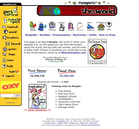 Neopets in 2002 - Web Design Museum