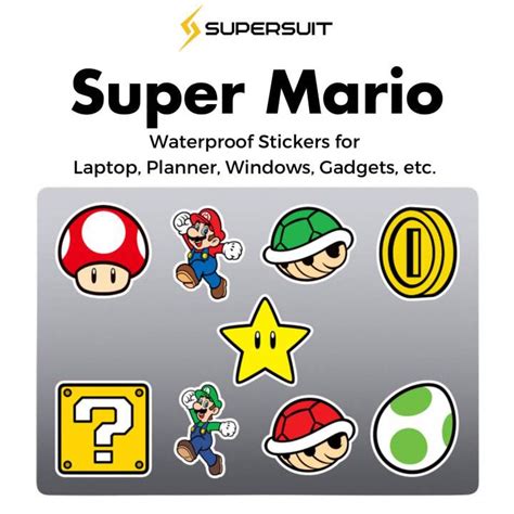 Supersuit Super Mario Stickers for Gadgets, Planners, Cars, Windows ...