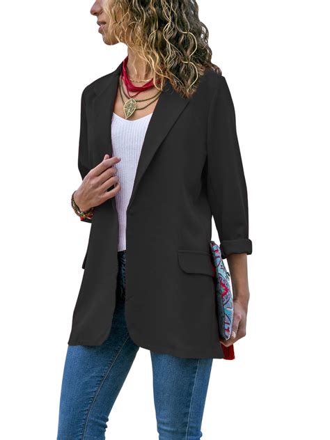 Fashion Women Long Sleeve Lapel Cardigan Jacket Casual Blazer Suit Top