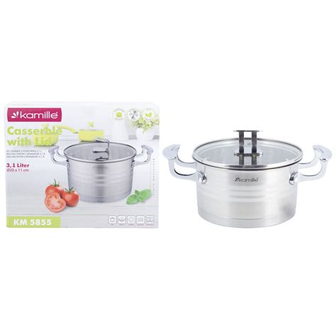 Кастрюля с крышкой 3,1 л Kamille Серый 000275336 – фото, отзывы ...