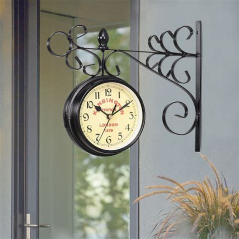 Garden Paddington Station Wall Clock Outdoor Double Sided Hanging Bracket Clocks Ebay