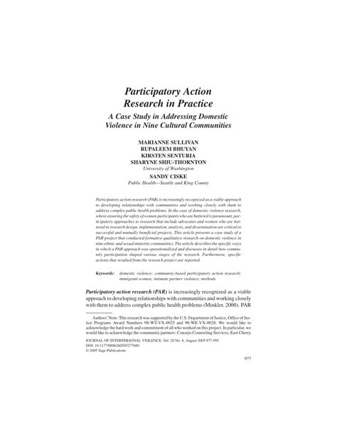 Pdf Participatory Action Research In Practice