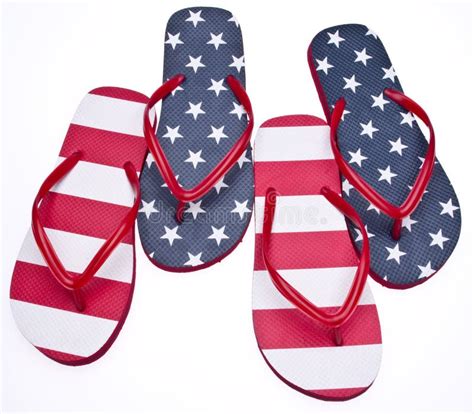 Patriotic Red White And Blue Flip Flop Sandals Stock Photo Image Of