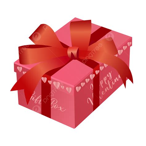 Caja De Regalo De San Valent N Realista Rosa Roja Png Caja De Regalo