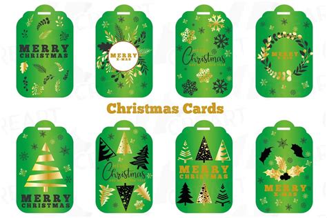 Green Christmas Cards, Merry Christmas Printable Labels, Holiday Labels ...