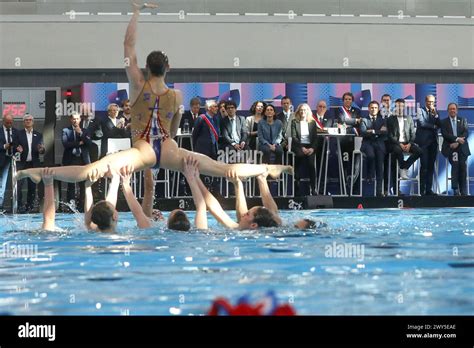 Saint Denis France 04th Apr 2024 French President Emmanuel Macron