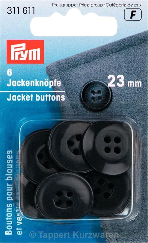 Prym Jackenknöpfe 23 mm 6 Stück 311610 Tappert Kurzwaren