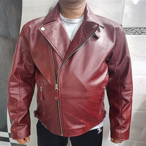 Mens Inspired By Marlon Brando Style Leather Biker Jacket Cross Zip Retro Vintage Biker