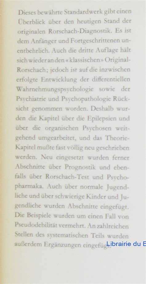 Lehrbuch der Rorschach- psychodiagnostik Für psychologen, ärzte und ...