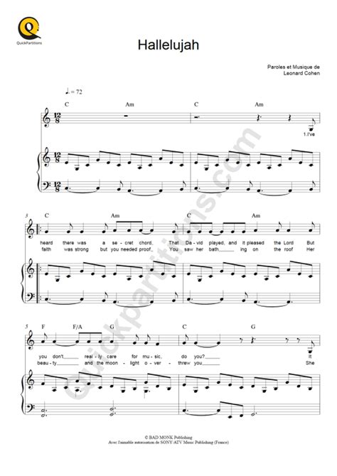 Hallelujah Piano Sheet Music From Rufus Wainwright