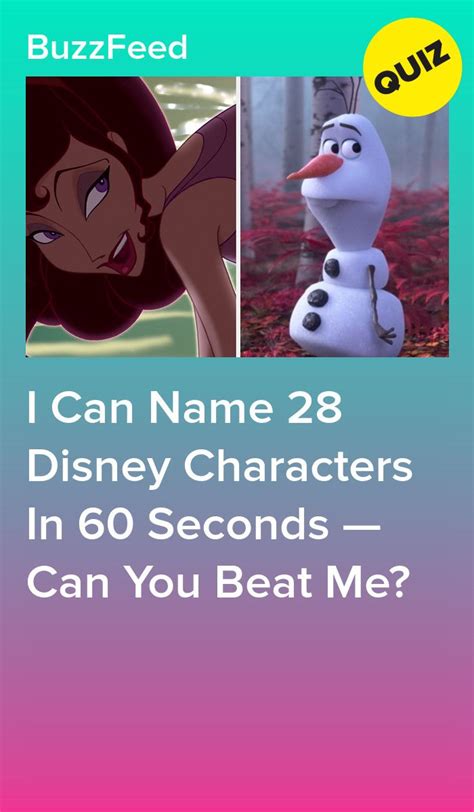 Can You Name 60 Disney Characters In 60 Seconds? | Disney character ...