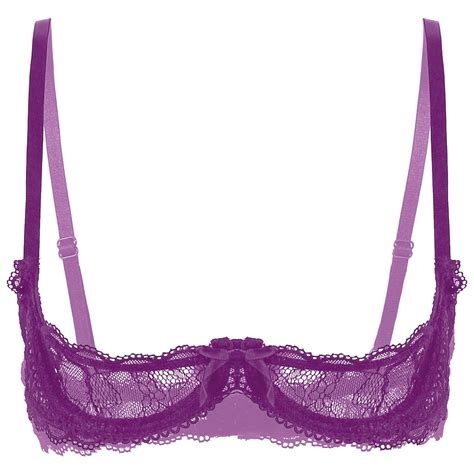 Runqhui Women S Lace Sheer Lingerie Underwire Shelf Bra Top Sexy Cups Push Up Unlined