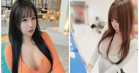 Hot girl siêu vòng một mặc hở táo bạo ở quán cafe siêu thị