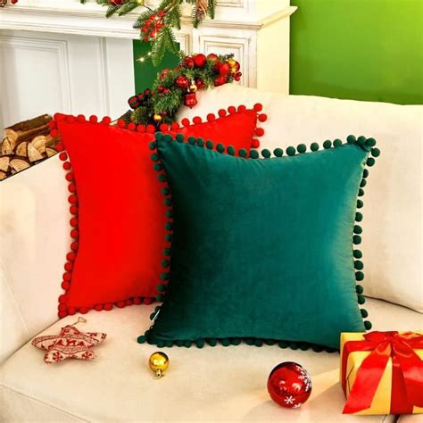 Topfinel Lot 2 Housse De Coussin Vert Emeraude 55x55 Cm Pour Salon