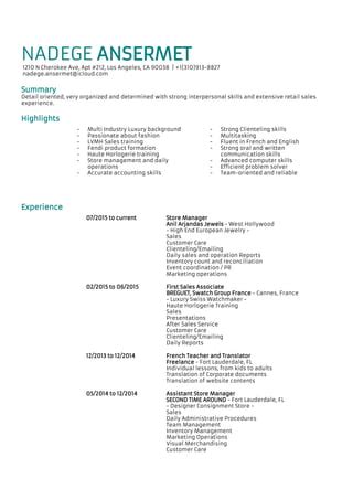 Nadege A Resume PDF