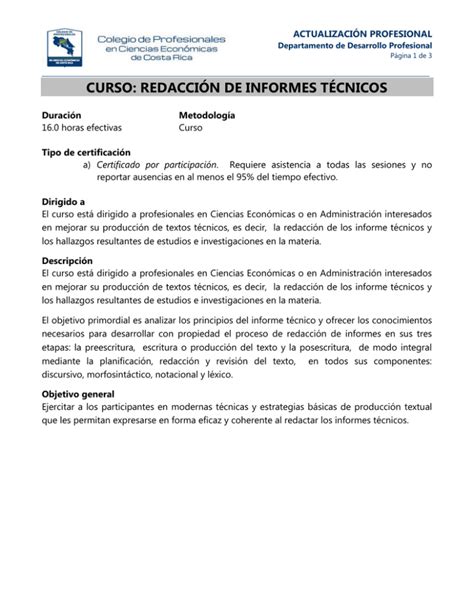 Curso Redacción De Informes Técnicos