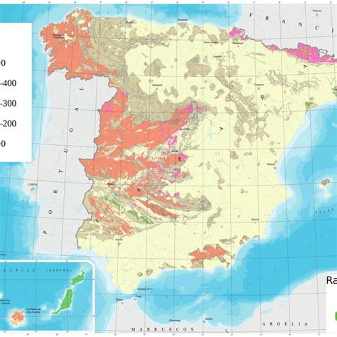 Map Of Radon Potential In Spain Nuclear Safety Council Available At