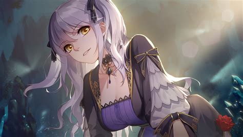 Anime Girl With Silver Hair And Yellow Eyes