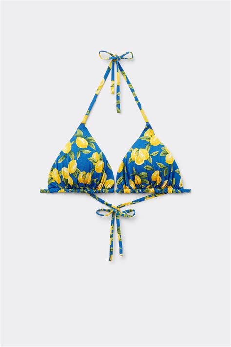 Sorrento Lemon Triangle Bikini Top With Removable Padding