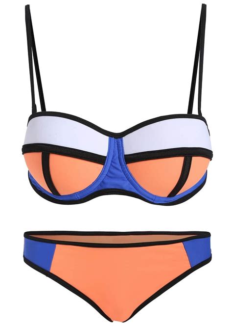 Colour Block Spaghetti Strap Bikini SetFor Women Romwe