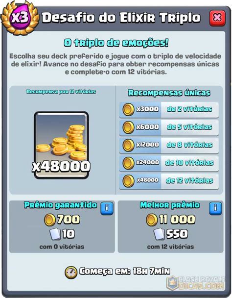 O Desafio do Elixir Triplo Muito Ouro Grátis no Clash Royale