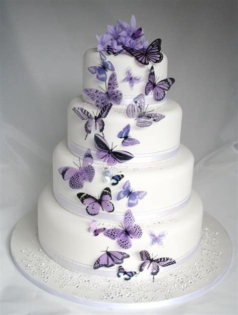 Butterfly Spring Wedding Cake Purple Wedding Cakes Simple Wedding