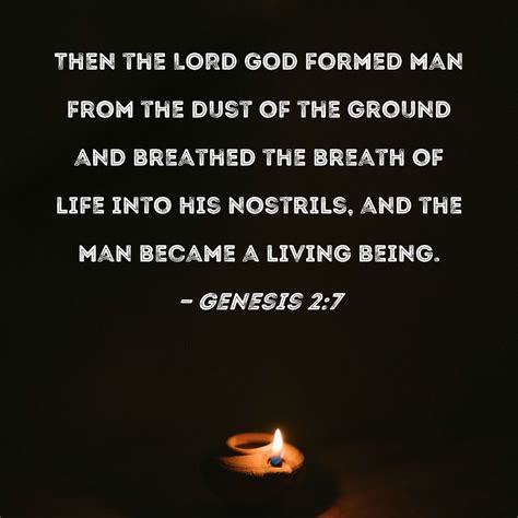 Genesis 2:7 Then the LORD God formed man from the dust of the ground ...