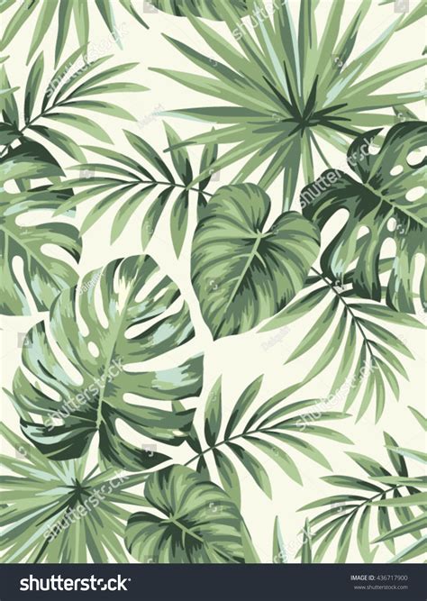 Tropical Seamless Pattern Exotic Palm Leaves Stock Vector Royalty Free