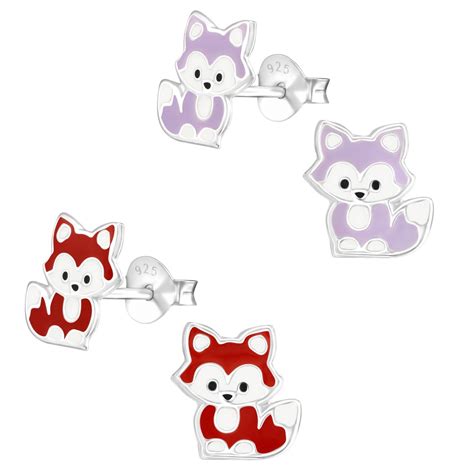 tone fox  sterling silver stud earrings bodydazzcom