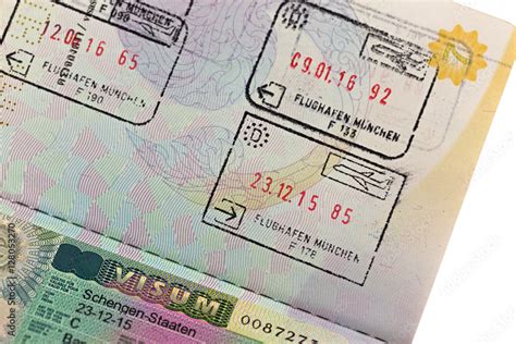 Schengen Visa With Arrival And Departure Entry Stamp On Thai Passport