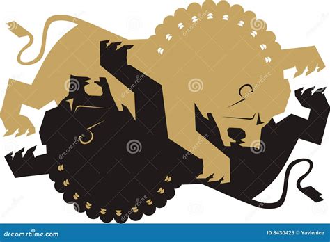 Lion fight stock vector. Illustration of anger, king, heraldic - 8430423