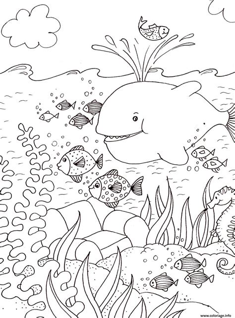 Coloriage Ocean Mer Vacances Baleine Poissons Ete Dessin Ete Imprimer