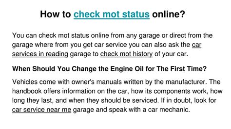 Ppt How To Check Mot Status Online Powerpoint Presentation Free