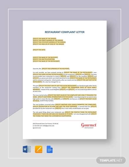 sample complaint letter templates  google docs ms word